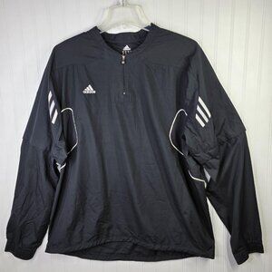 Adidas Track Jacket Mens XL Black Windbreaker 1/4 Zip Pullover Athletic Top Golf